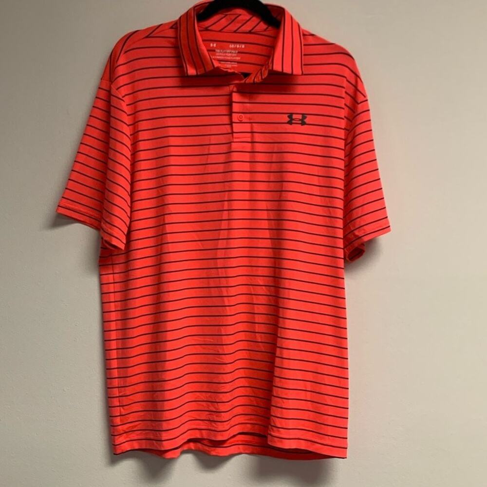 Under Armour Men's LARGE UA Playoff 2.0 Polo Shirt, Red / Black
